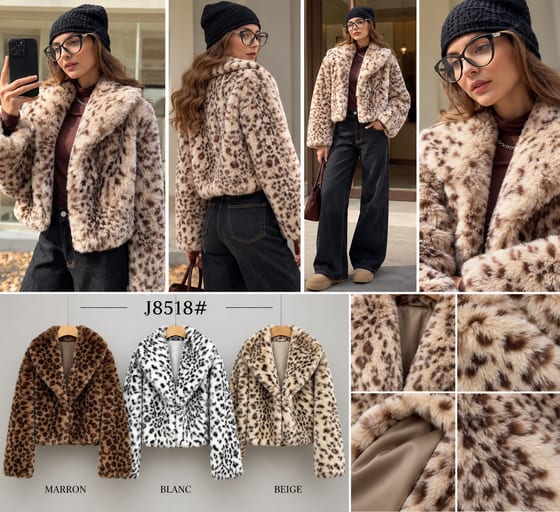 Manteau Faux Fourrure Crop — Réf. J8518# — Manteaux & Vestes — Grossiste GIORGIA paris