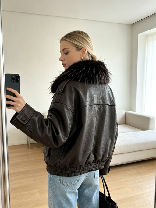 Veste oversize avec col effet fourrure — vue 2