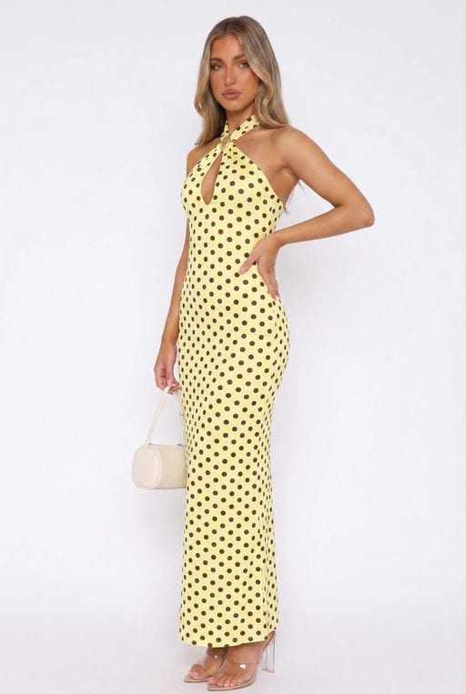 Robe longue à pois et col bijou — vue 2