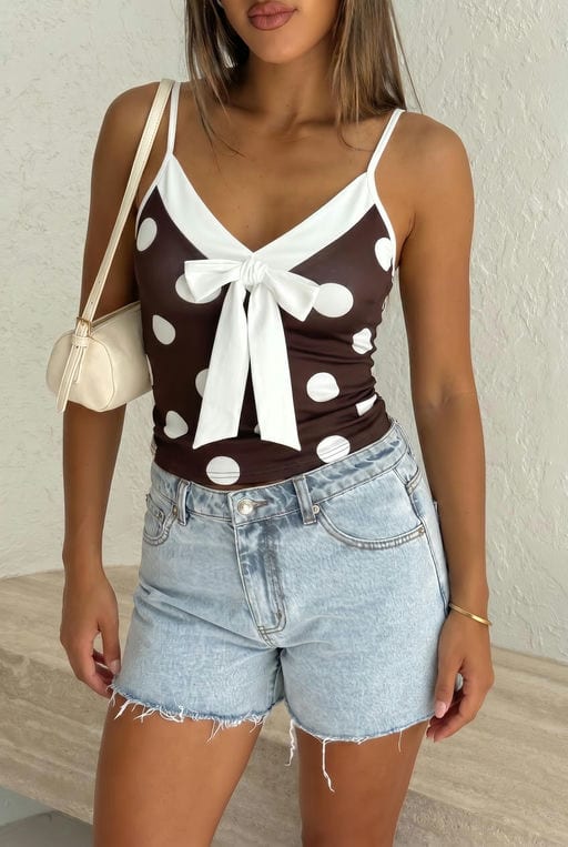 Top à pois rétro — Réf. 26391 — Casual — Grossiste GIORGIA paris